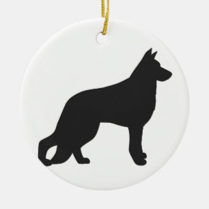 Schwarze Silhouette des deutschen Schäferhundes Keramik Ornament