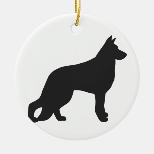 Schwarze Silhouette des deutschen Schäferhundes Keramik Ornament (Vorne)