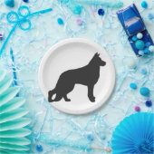 Schwarze Silhouette des deutschen Schäferhundes Pappteller (Party)