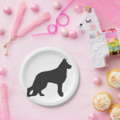 Schwarze Silhouette des deutschen Schäferhundes Pappteller (Party)