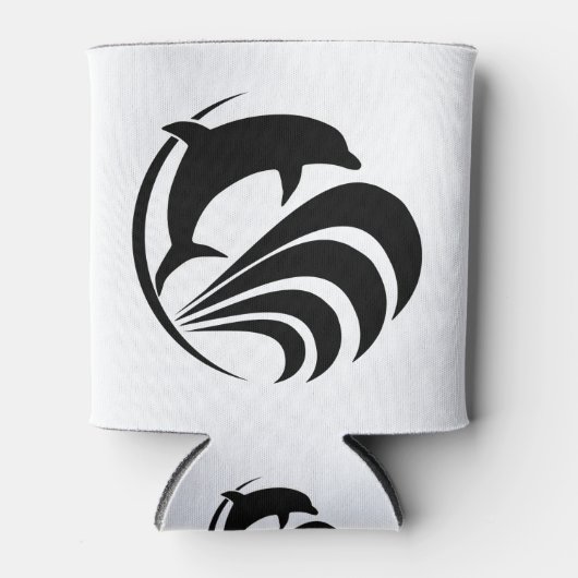 Schwarze Silhouette Dolphin Jumping in Ozeanwellen Dosenkühler (Vorderseite)