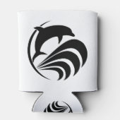 Schwarze Silhouette Dolphin Jumping in Ozeanwellen Dosenkühler (Rückseite)