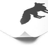 Schwarze Silhouette eines flauschigen Fuchs Fotodruck (Ecke)