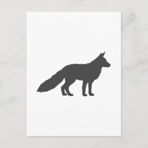 Schwarze Silhouette eines flauschigen Fuchs Postkarte