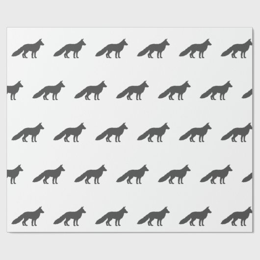 Schwarze Silhouette eines flauschigen Fuchses Geschenkpapier (Flach)