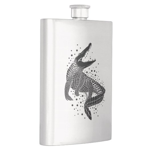 Schwarze Silhouette eines Krokodils Flachmann (Rechts)