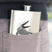 Schwarze Silhouette eines Krokodils Flachmann (Beispiel)