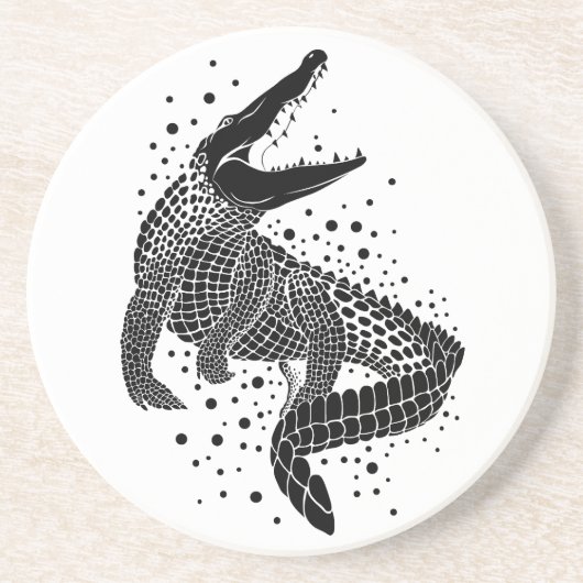 Schwarze Silhouette eines Krokodils Getränkeuntersetzer (Vorne)