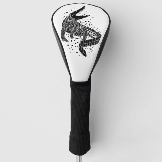 Schwarze Silhouette eines Krokodils Golf Headcover (Vorderseite)