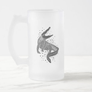 Schwarze Silhouette eines Krokodils Mattglas Bierglas