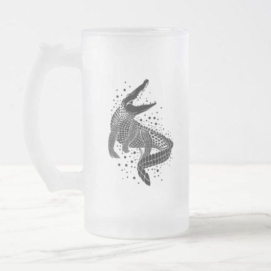 Schwarze Silhouette eines Krokodils Mattglas Bierglas (Links)