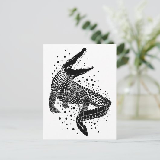 Schwarze Silhouette eines Krokodils Postkarte (Stehend Vorderseite)