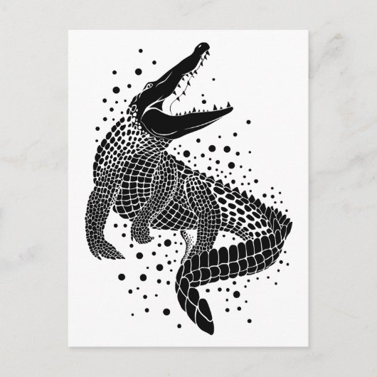 Schwarze Silhouette eines Krokodils Postkarte (Vorderseite)