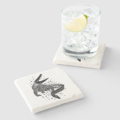 Schwarze Silhouette eines Krokodils Steinuntersetzer (Seitenansicht)