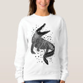 Schwarze Silhouette eines Krokodils Sweatshirt (Vorderseite)