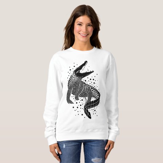 Schwarze Silhouette eines Krokodils Sweatshirt (Vorne ganz)