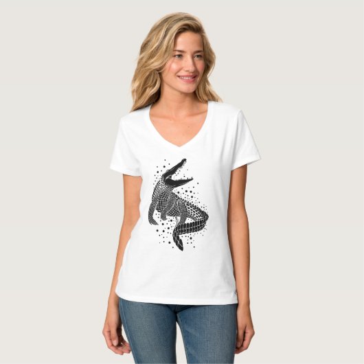 Schwarze Silhouette eines Krokodils T-Shirt (Vorderseite Vollansicht)