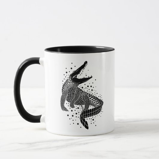 Schwarze Silhouette eines Krokodils Tasse (Links)