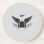 Schwarze Silhouette eines Reisekoffer Getränkeuntersetzer (Vorne)