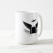 Schwarze Silhouette eines Reisekoffer Kaffeetasse (VorderseiteRechts)