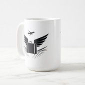 Schwarze Silhouette eines Reisekoffer Kaffeetasse (Vorderseite Links)