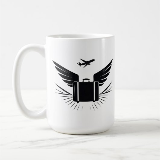 Schwarze Silhouette eines Reisekoffer Kaffeetasse (Links)