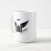 Schwarze Silhouette eines Reisekoffer Kaffeetasse (Vorderseite Links)