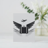 Schwarze Silhouette eines Reisekoffer Postkarte (Stehend Vorderseite)