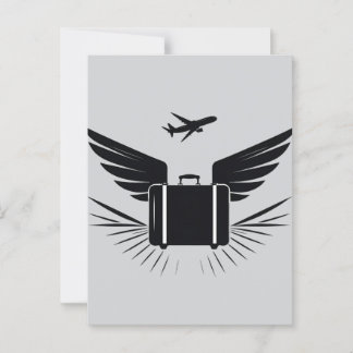 Schwarze Silhouette eines Reisekoffer Postkarte