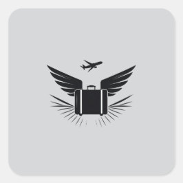 Schwarze Silhouette eines Reisekoffer Quadratischer Aufkleber