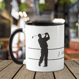 Schwarze Silhouette Full Swing Golfer Tasse