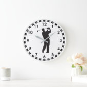 Schwarze Silhouette Golfer Große Wanduhr (Zuhause)