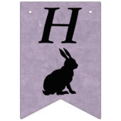 Schwarze Silhouette Happy Birthday Kanbit auf Lila Wimpelkette (Erste Fahne)