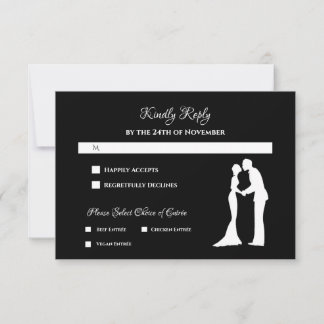 Schwarze Silhouette-Hochzeits-RSVP RSVP Karte