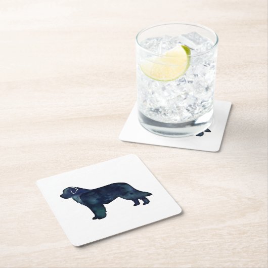 Schwarze Silhouette in Neufundland Rechteckiger Pappuntersetzer (Vor Ort)