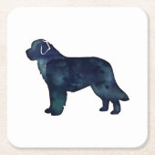 Schwarze Silhouette in Neufundland Rechteckiger Pappuntersetzer (Vorderseite)