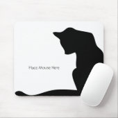 Schwarze Silhouette Katze - Maus hier platzieren Mousepad (Mit Mouse)