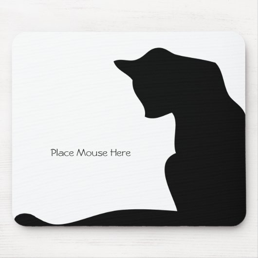 Schwarze Silhouette Katze - Maus hier platzieren Mousepad (Vorne)