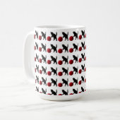 Schwarze Silhouette Kitty mit rotem Wollball (Mult Kaffeetasse (Vorderseite Links)