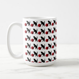 Schwarze Silhouette Kitty mit rotem Wollball (Mult Kaffeetasse