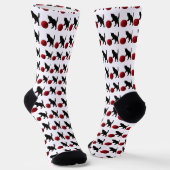 Schwarze Silhouette Kitty mit rotem Wollball (Mult Socken (Gewinkelt)