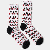 Schwarze Silhouette Kitty mit rotem Wollball (Mult Socken (Rechts)