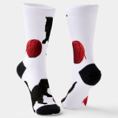 Schwarze Silhouette Kitty mit rotem Wollball Socken (Gewinkelt)