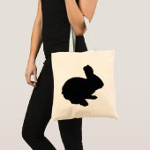 Schwarze Silhouette Ostern Bunny Toag Tragetasche (Vorderseite (Produkt))