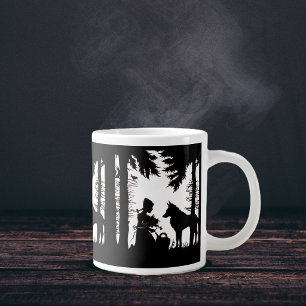 Schwarze Silhouette Rotkäppchen Wolf Wälder Jumbo-Tasse