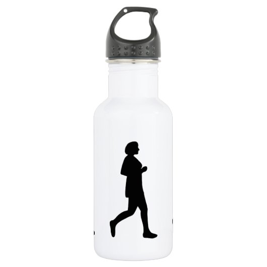 Schwarze Silhouette Runner Painting Trinkflasche (Vorderseite)