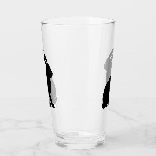 Schwarze Silhouette Sitzende Hasen-Seitenprofil Glas (Links)