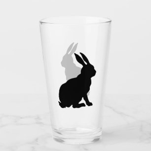 Schwarze Silhouette Sitzende Hasen-Seitenprofil Glas