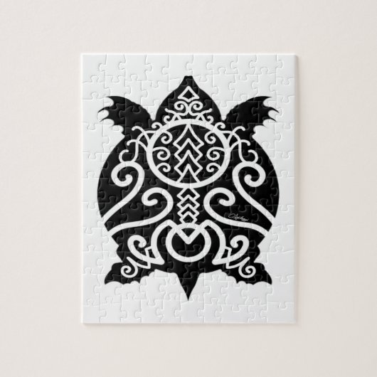 Schwarze Silhouette Snapper Turtle Puzzle (Vertikal)