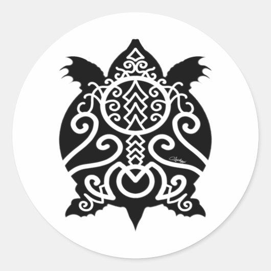 Schwarze Silhouette Snapper Turtle Runder Aufkleber (Vorderseite)